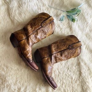 TONY LAMA SANTE FE BROWN LEATHER BOOTS VF6004